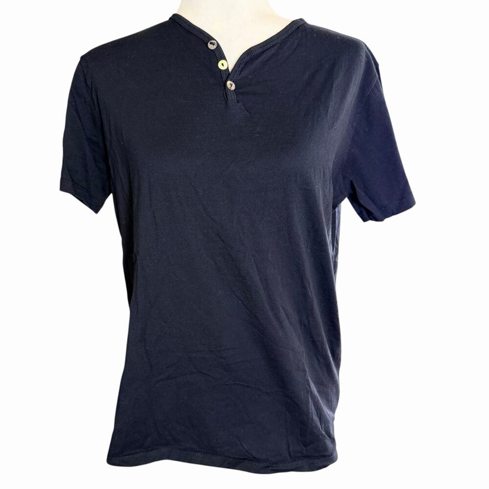 Mida Undici Women's Henley M S/S Black Minimalist Elevated Basic Capsule Career
